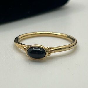PANDORA 14K Yellow Gold Onyx Cabochon Pod Ring